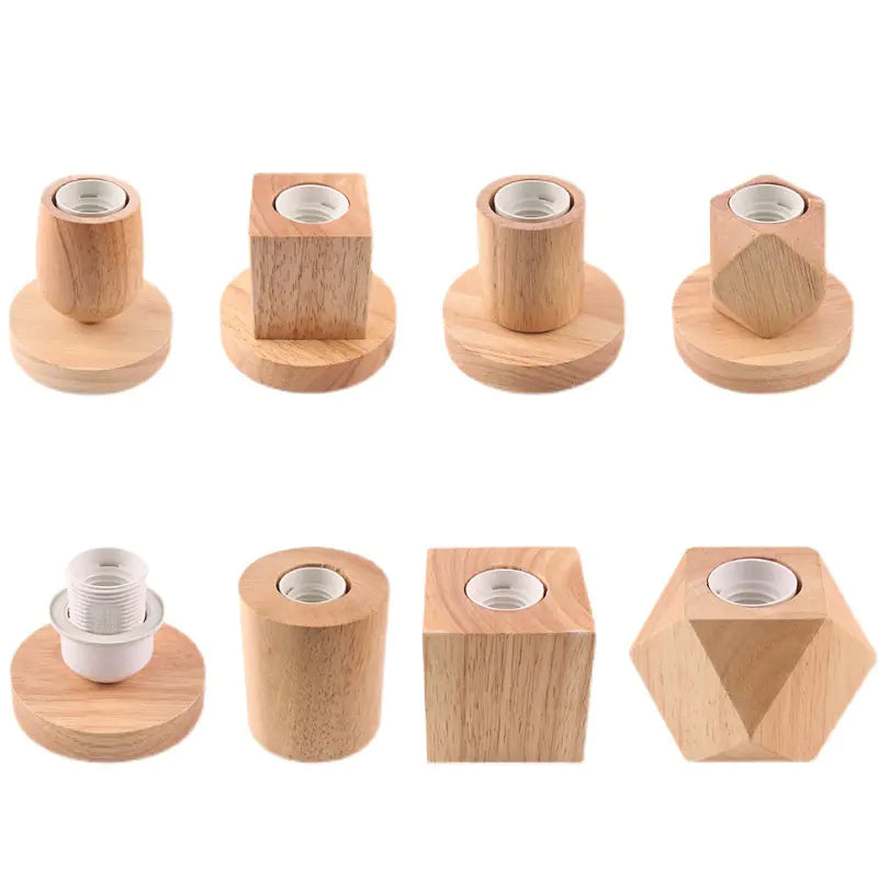 Wooden E27 Lamp Base with Switch for Night Light