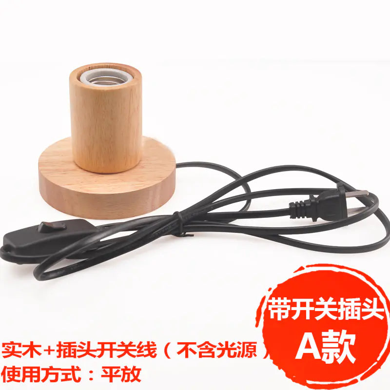 Wooden E27 Lamp Base with Switch for Night Light